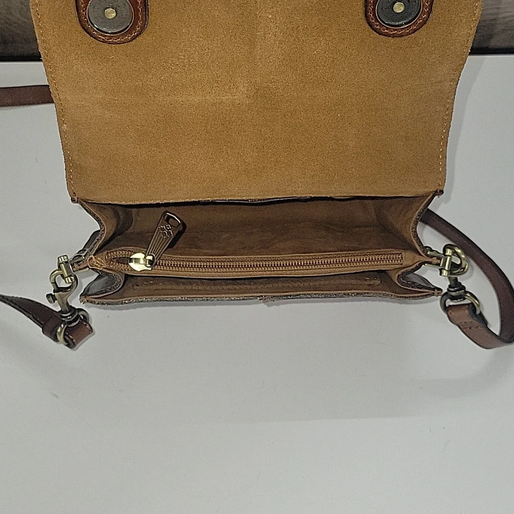 Patricia Nash Brown Patchwork Leather Top-Handle Crossbody Bag